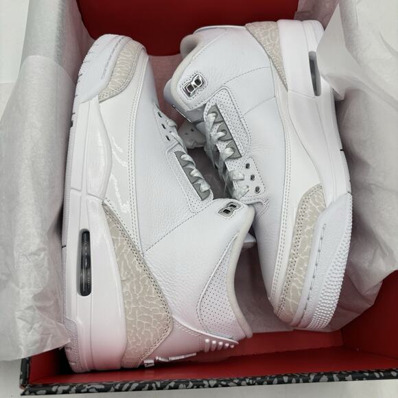 Nike Air Jordan 3 Retro White Silver Sneakers CT8532 111 Men Size 10 NEW main image 9